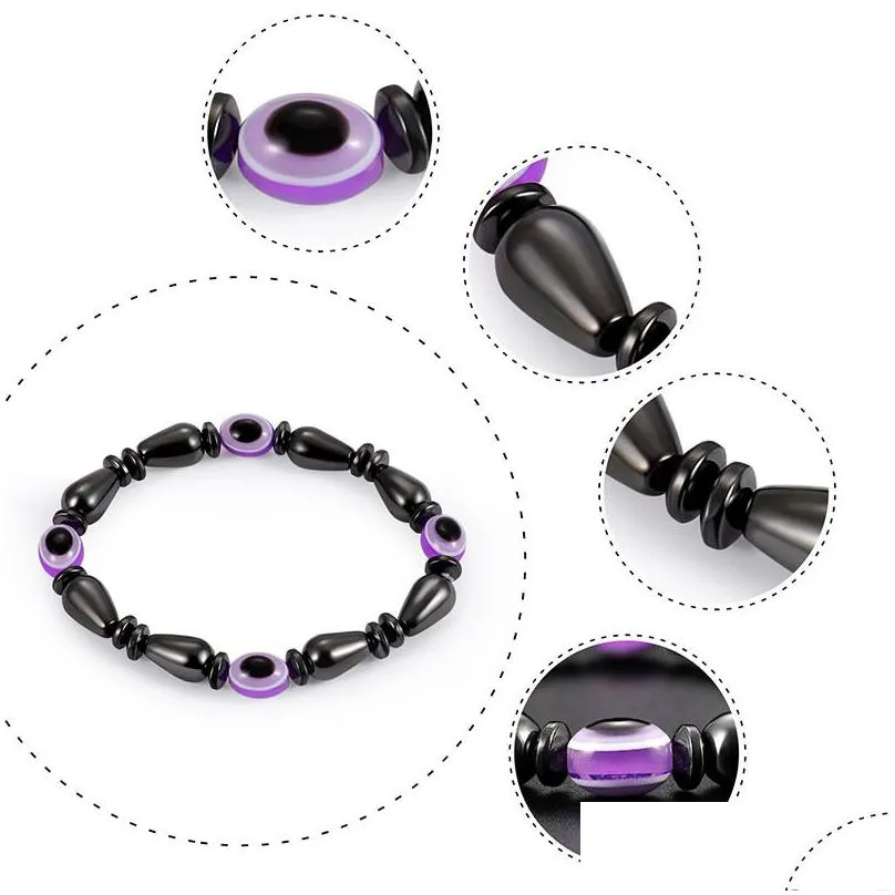 magnetic energy evil eye couple strands bracelet for men women power healthy black gallstone beaded chains bangle jewelry