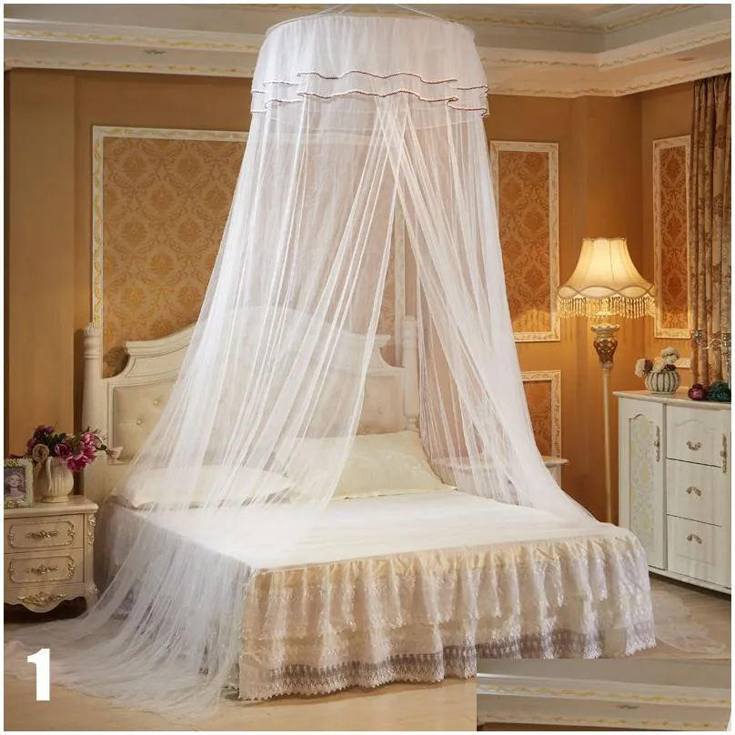 several colors elegant round bedding mosquito net home bedding curtain dome princess bed canopy mesh belt 2 butterfly wedding