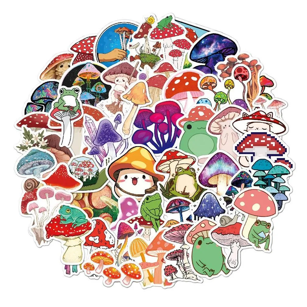  waterproof 10/30/50pcs cartoon mushroom plant graffiti stickers decals phone bike skateboard laptop scrapbook diary cute sticker kid toys car