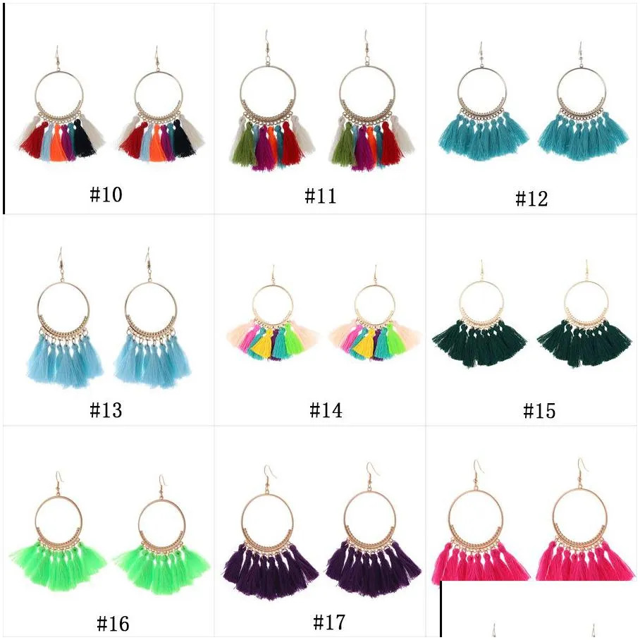 new ethnic fringe tassel dangle earrings for women bohemian large big hoop long statement drop earrings female fashion jewelry gift