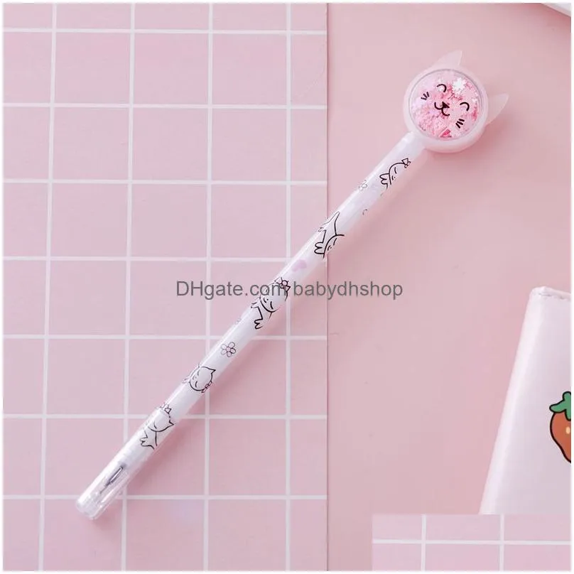 cartoon rabbit eared cat sequined gel pen girls heart signature pens cute student test writing tools 0515