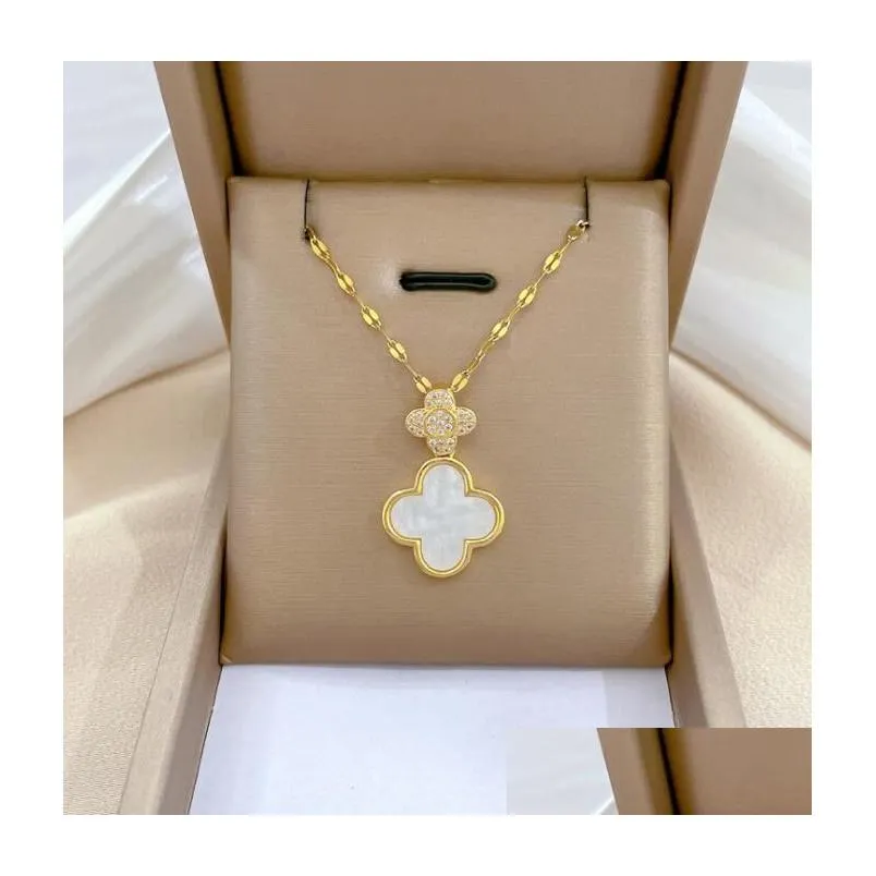 fashion classic4/four leaf clover necklaces pendants mother-of-pearl stainless steel plated 18k for women girl valentines mothers day engagement