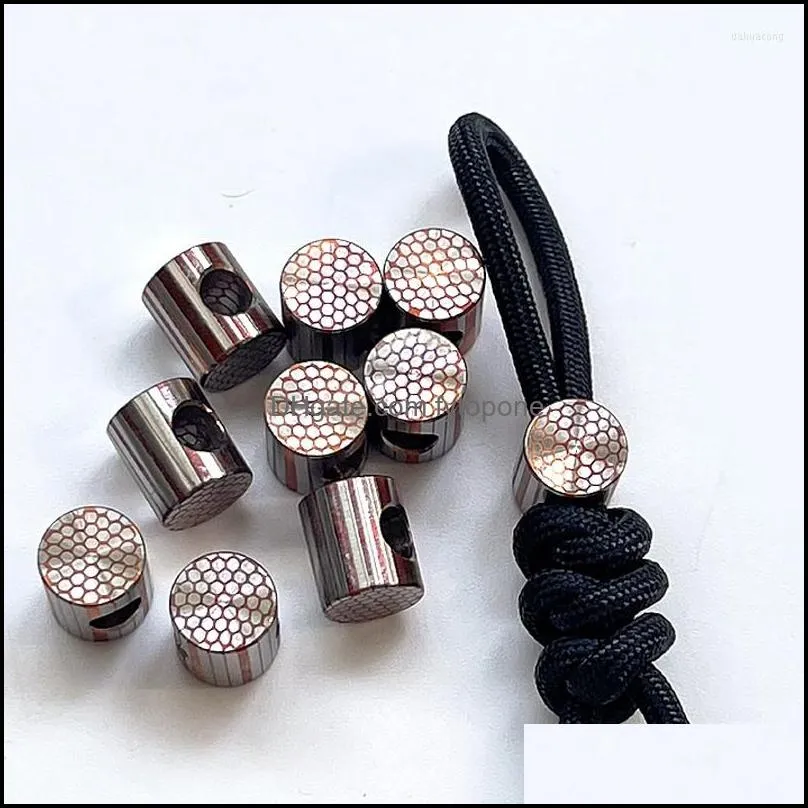 outdoor gadgets 3.2mm small hole titanium pendant diy vintage beads alloy paracord rope bead keyring accessory