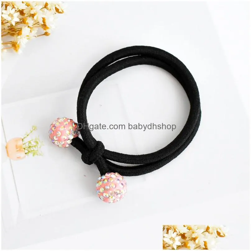 korea ball girl hair ropes crystal pearl elastic rubber band for kids woman hairs ties accessories 0362