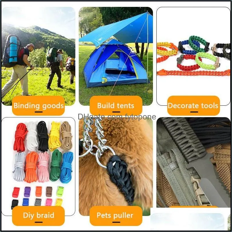 outdoor gadgets 550 military standard 9-core paracord rope 4mm parachute cord survival umbrella tent lanyard strapoutdoor