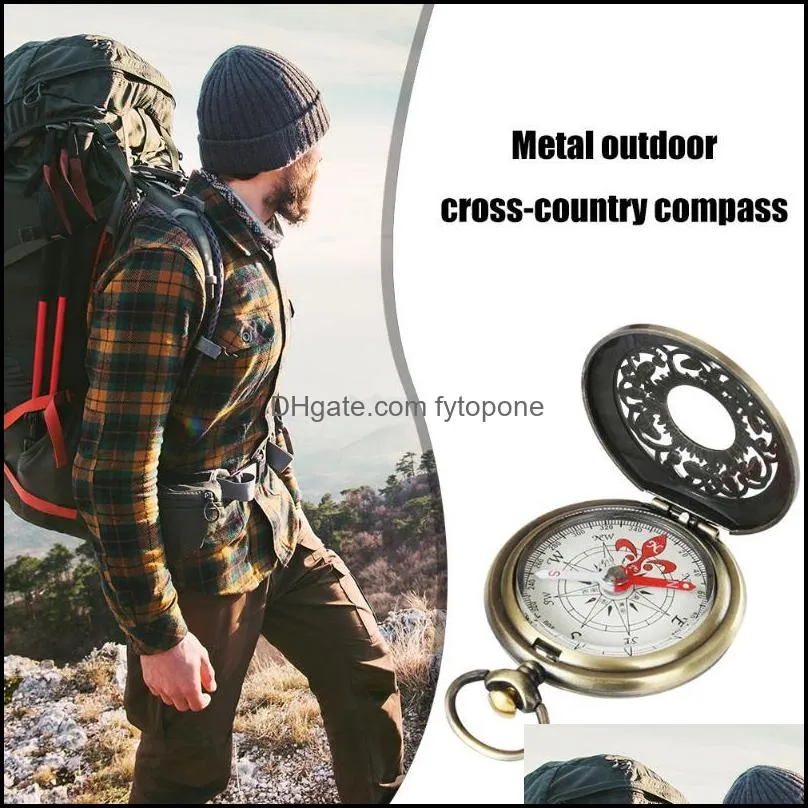 outdoor gadgets camping hiking pocket brass golden compass retro portable flip cover handheld watch navigation for activities