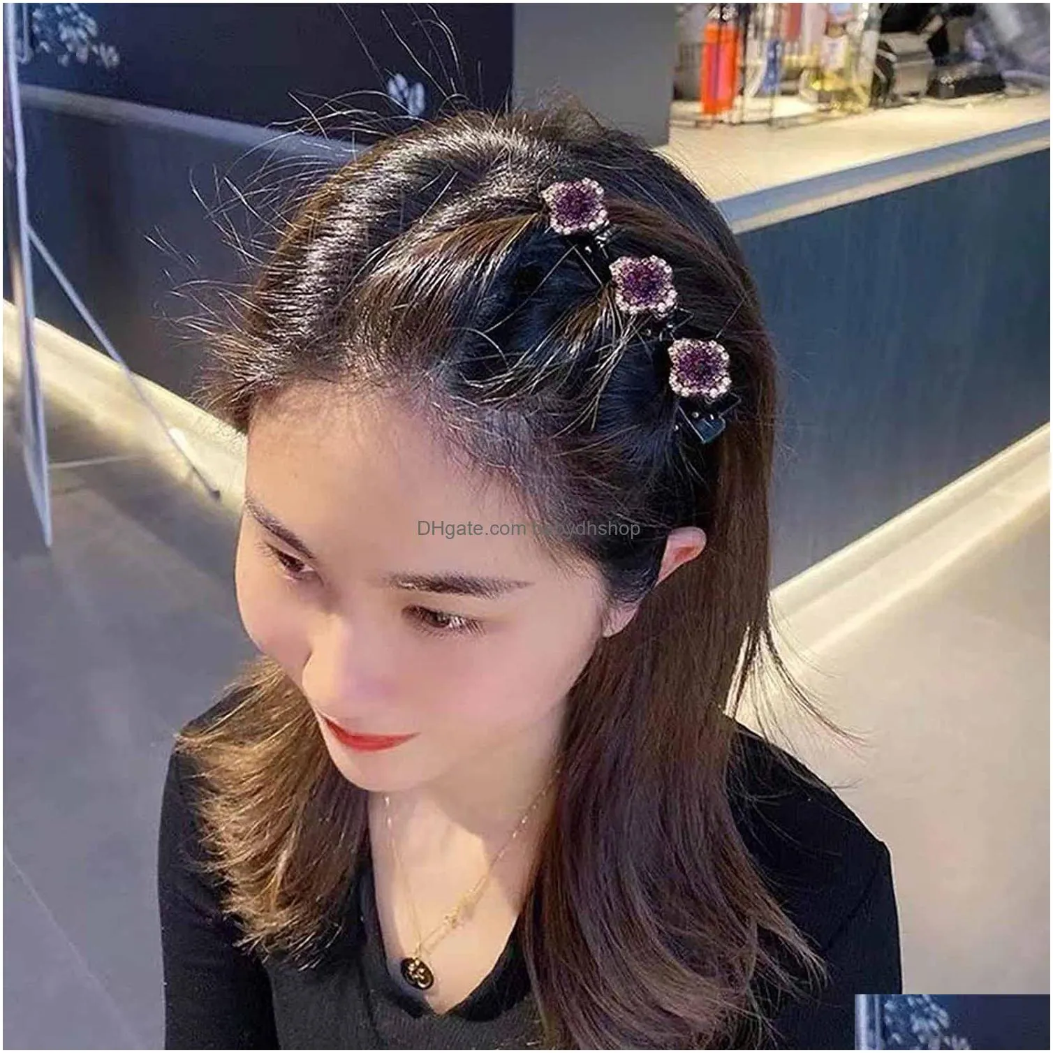 women elegant ribbon flower butterfly pearls braid hairpins sweet hair decorate clips bangs hold barrettes headband fashion hairs accessories