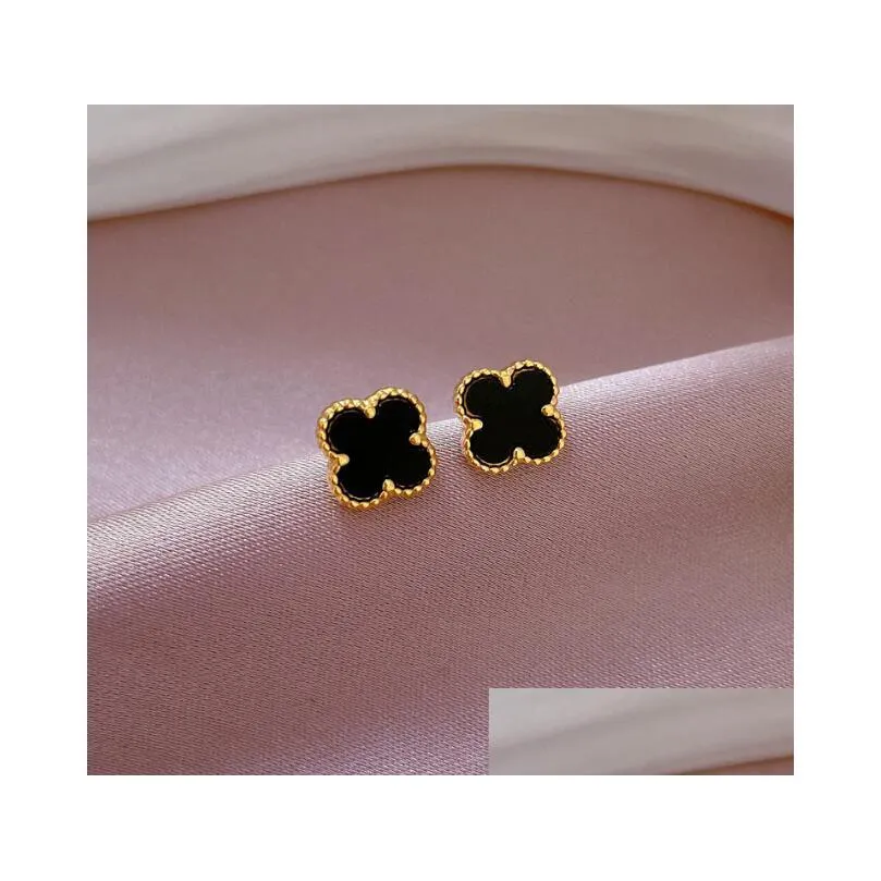 luxury designer stud earring 4/four leaf clover 18k gold plated jewelry fashion charm women studs wedding gift high quality