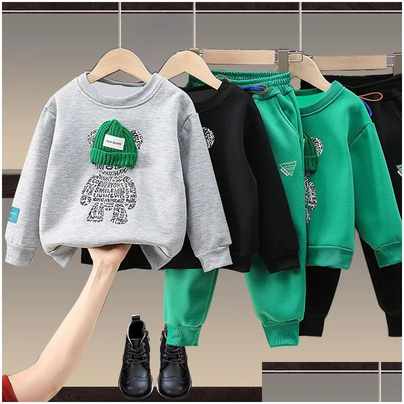 clothing sets baby boys and girls clothing set spring autumn children hooded outerwear tops pants 2pcs outfits kids teenage costume suit
