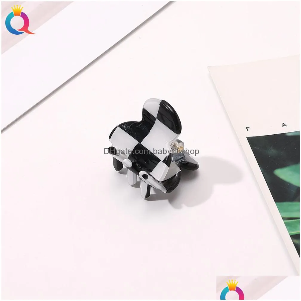 korea fine vintage ribbon women 3cm small hairpins acrylic tortoise-shell square crab hair claw clips for girls accessories 1956