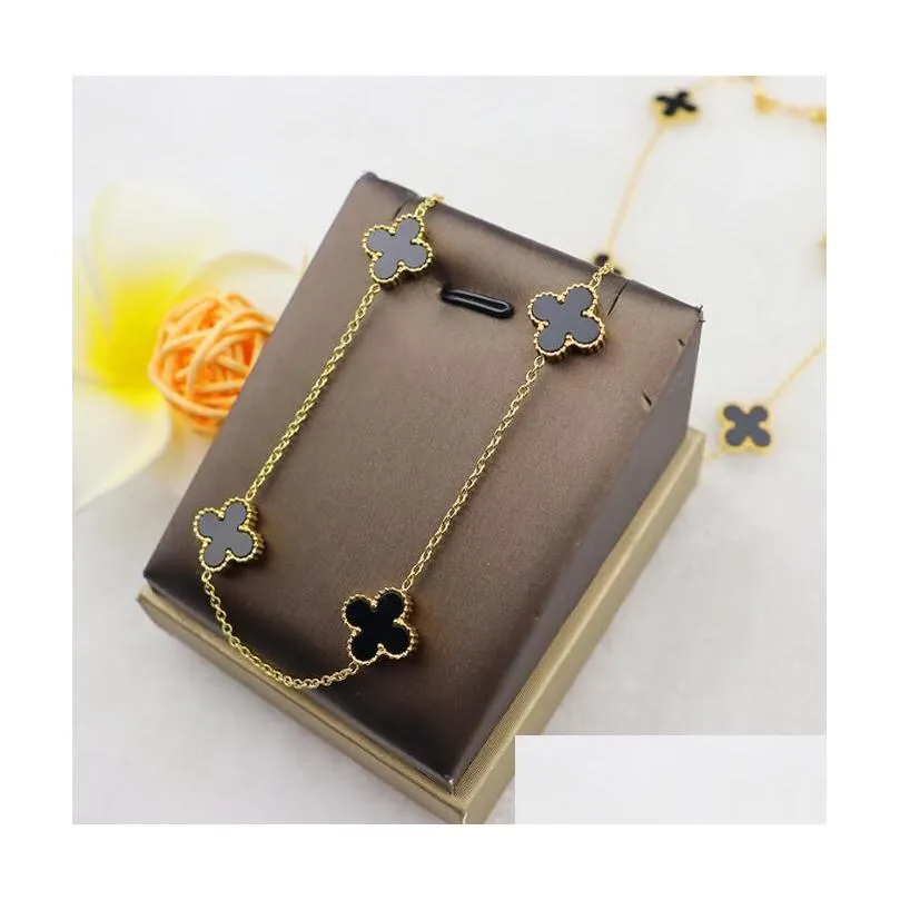 fashional never fade womens luxury designer necklace fashion flowers four-leaf clover cleef pendant necklace 18k gold necklaces