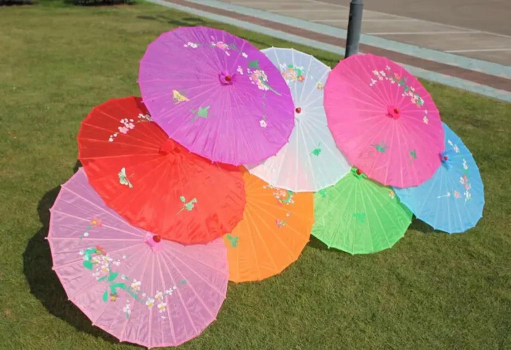 assorted colors with hand-painted flower designs wedding bride umbrella silk parasol