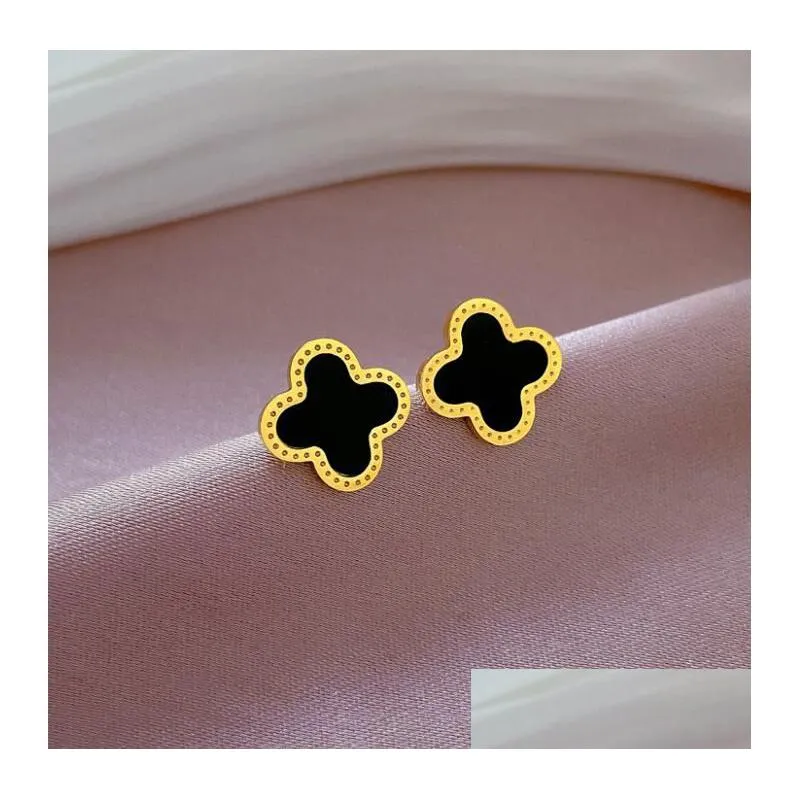 luxury designer stud earring 4/four leaf clover 18k gold plated jewelry fashion charm women studs wedding gift high quality