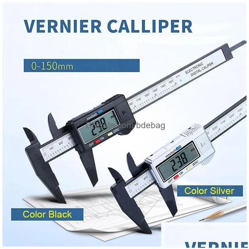 Vernier Calipers 150Mm Lcd Digital Caliper Electronic Plastic With Battery Gauge Micrometer Measuring Tool Drop Delivery Office Scho
