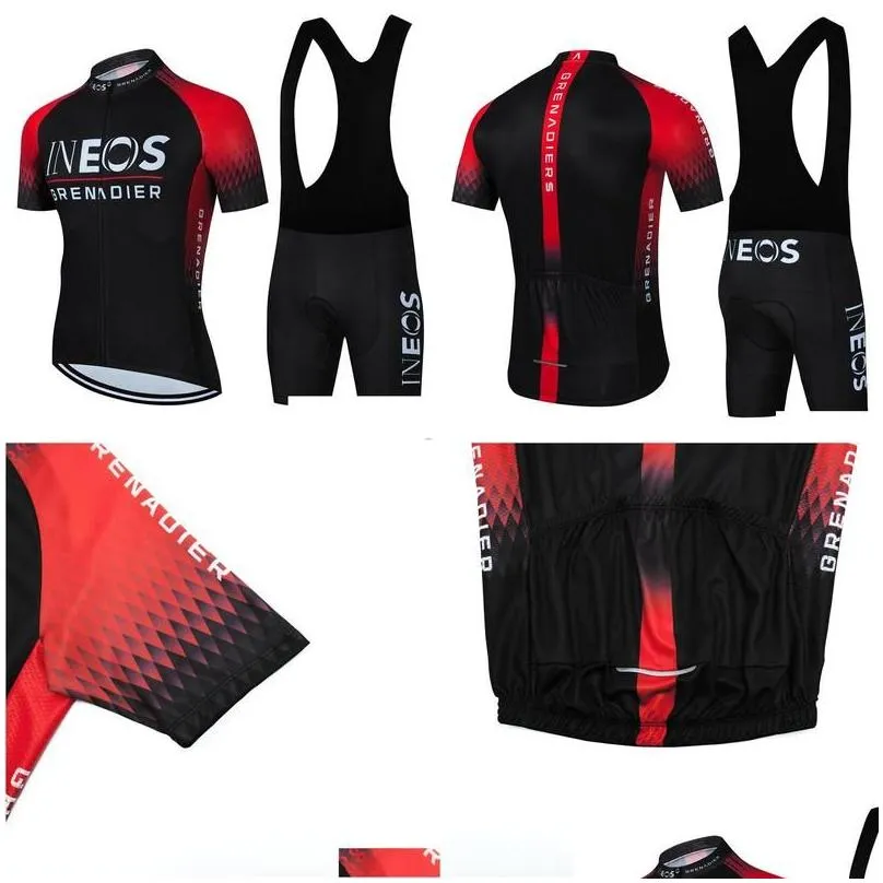 cycling jersey sets ineos grenadier bicycle pro team short sleeve maillot ciclismo mens summer breathable clothing 221104 drop deliv