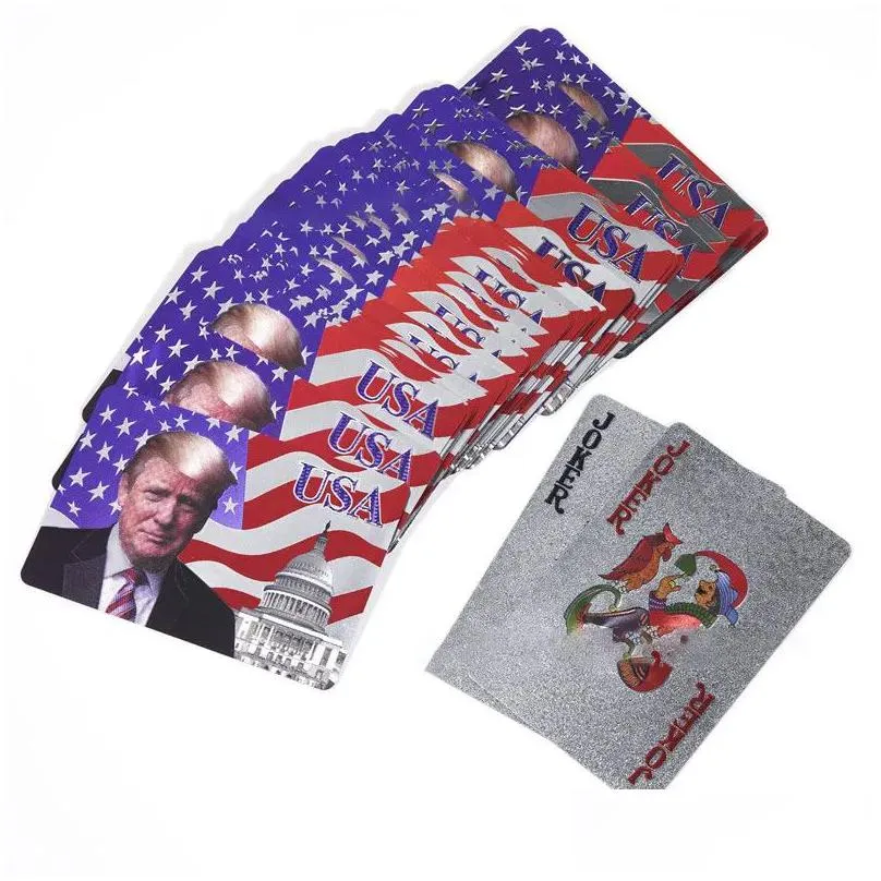 president trump package poker 24k gold playing card wear-resistant texas waterproof magic tricks gift card games