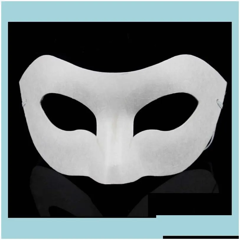party masks white half face mask halloween blank paper zorro diy hiphop handpainted street dancing 10pcs/lot drop delivery home gard