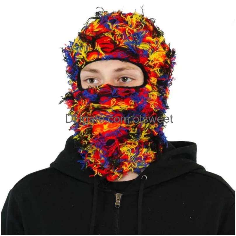 clava died knitted fl face ski mask shiesty camouflage knit fuzzy drop delivery fashion accessories hats scarves gloves caps