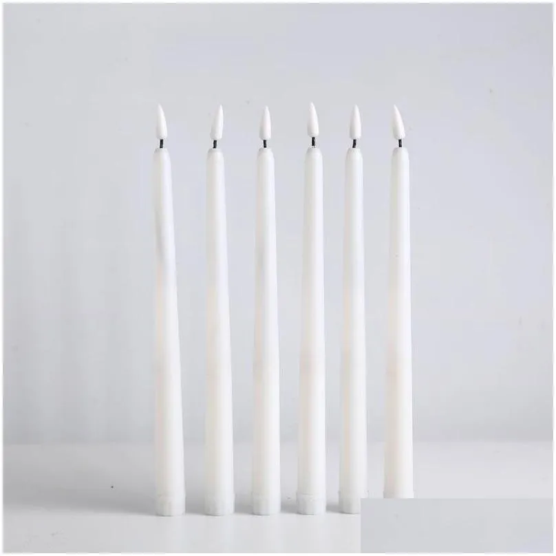 candles 12pcs yellow flickering remote led candles plastic flameless taper candles bougie for dinner party decoration