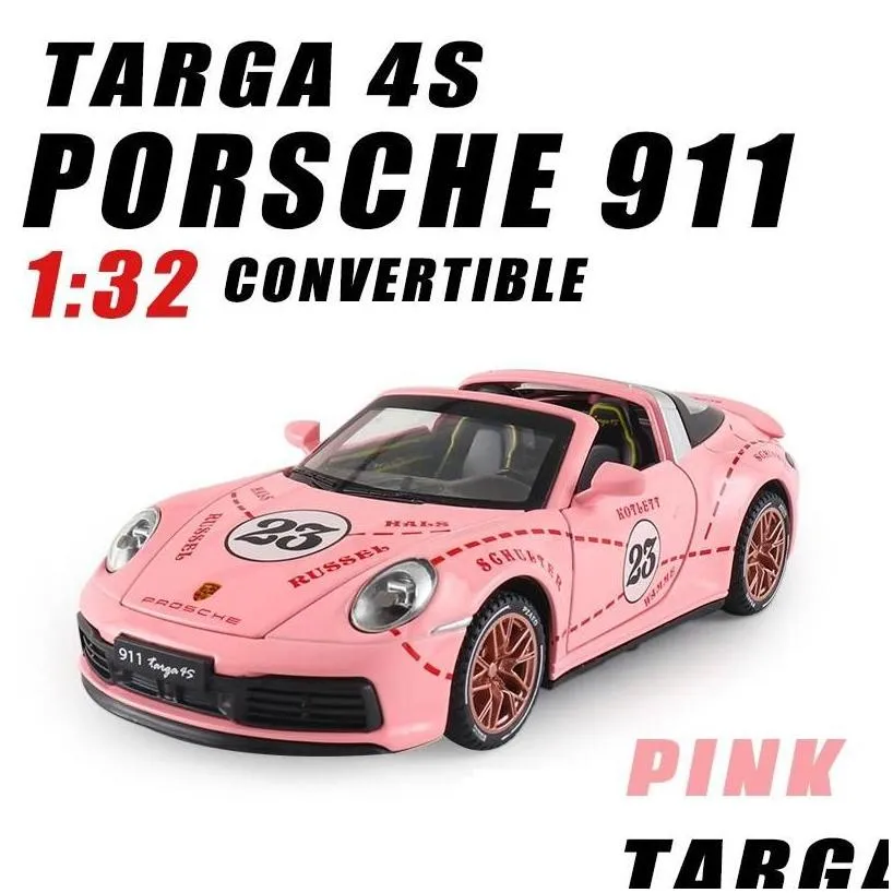 diecast model cars 1 32 porsche 911 917 alloy car miniature targa convertible supercar for children gift metal vehicle kid toys boys