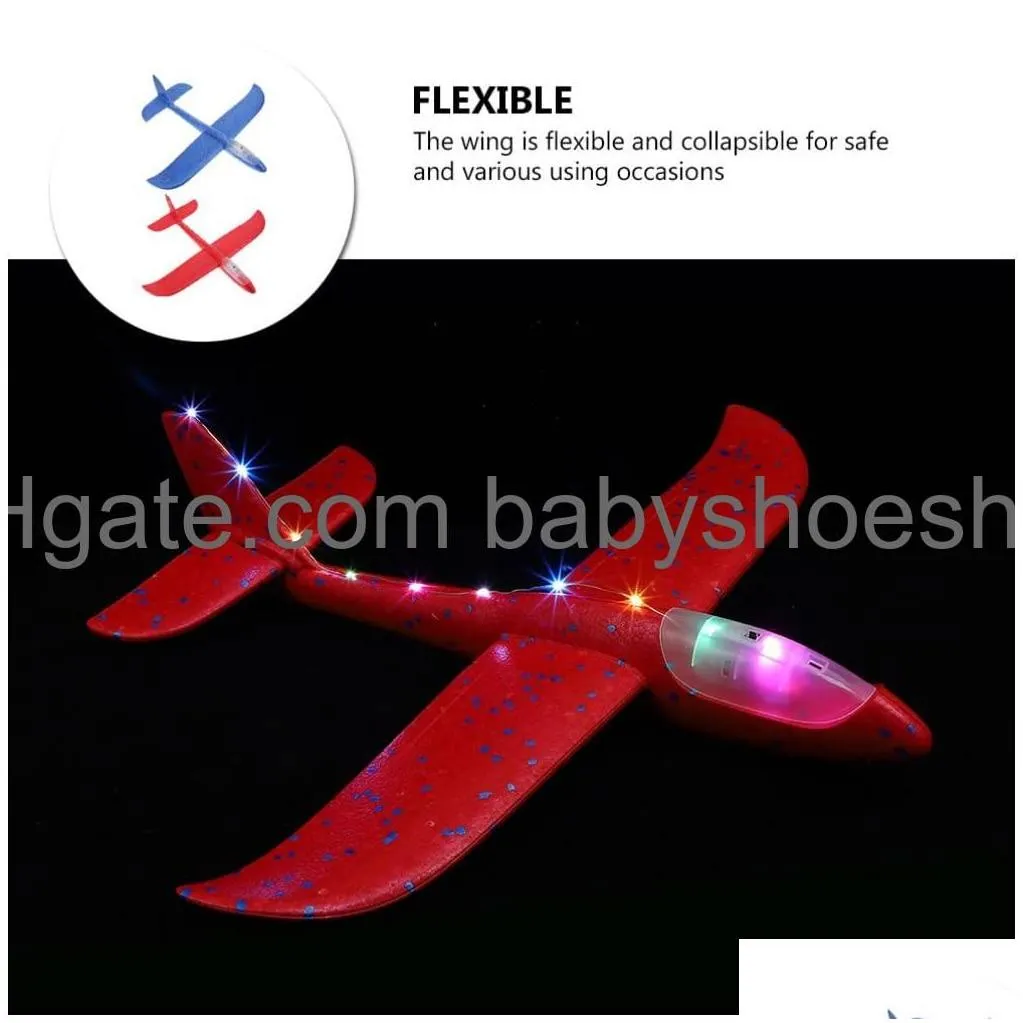 led flying toys toyvian foam airplane light aeroplane throwing plane kids aircraft toy for outdoor sports garden yard without button