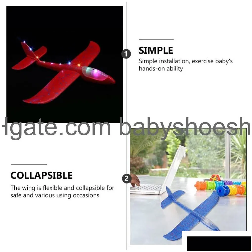 led flying toys toyvian foam airplane light aeroplane throwing plane kids aircraft toy for outdoor sports garden yard without button