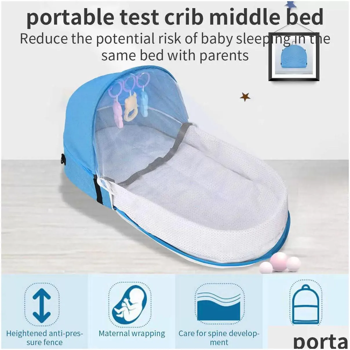 2023 sleeping baby bed cribs newborns nest travel beds foldable babynest mosquito net bassinet infant sleeping basket for 0-24month