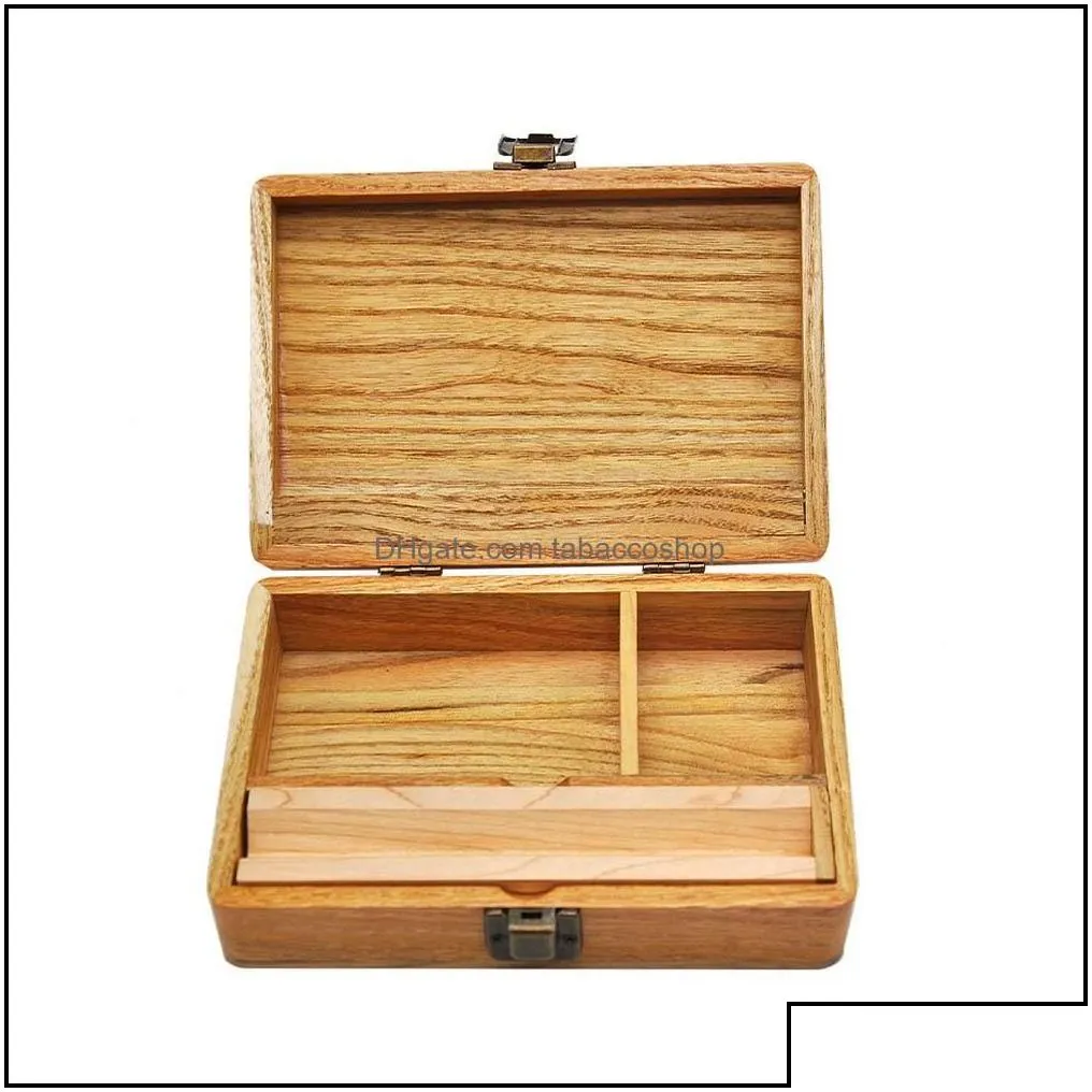 Other Smoking Accessories Smoke Wooden Stash Box With Rolling Tray Natural Handmade Wood Tobacco And Herbal Storage For Pipe Drop Del