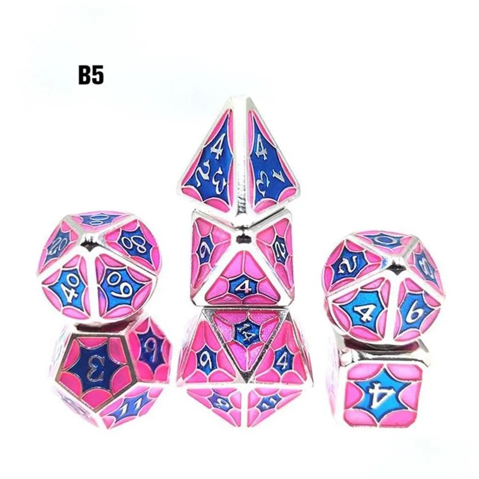 7pcs/set metal dice star sky series board game polyhedral playing games dices set d4 d6 d20 with retail package a50 a352560