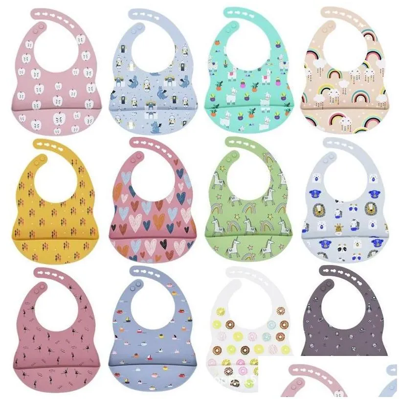 bibs burp cloths printed carton sile bib waterproof baby feeding born cartoon aprons adjustable cloth 1059 y2 drop delivery kids ma