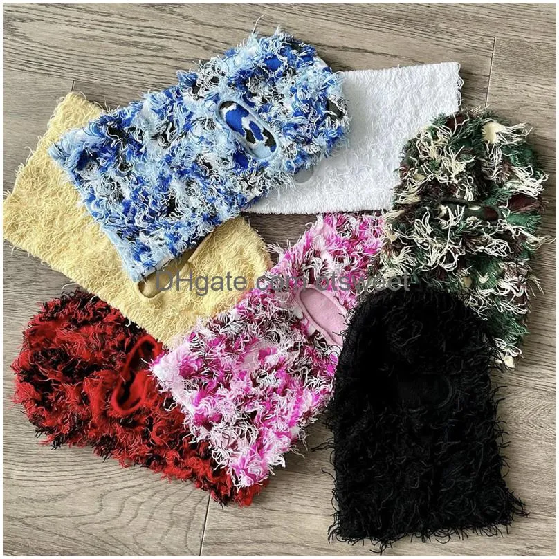 clava died knitted fl face ski mask shiesty camouflage knit fuzzy drop delivery fashion accessories hats scarves gloves caps