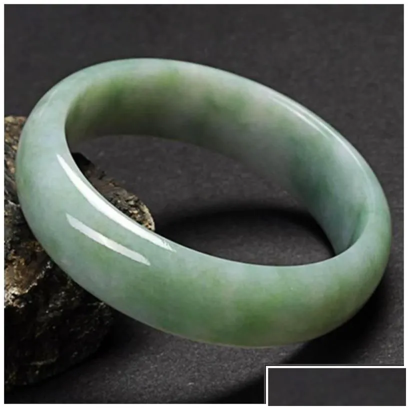 Jewelry Bangle Genuine 5664Mm Green Jade Jadeite Bracelet Real Natural A Jadebangle Drop Delivery Baby Kids Maternity Accessories