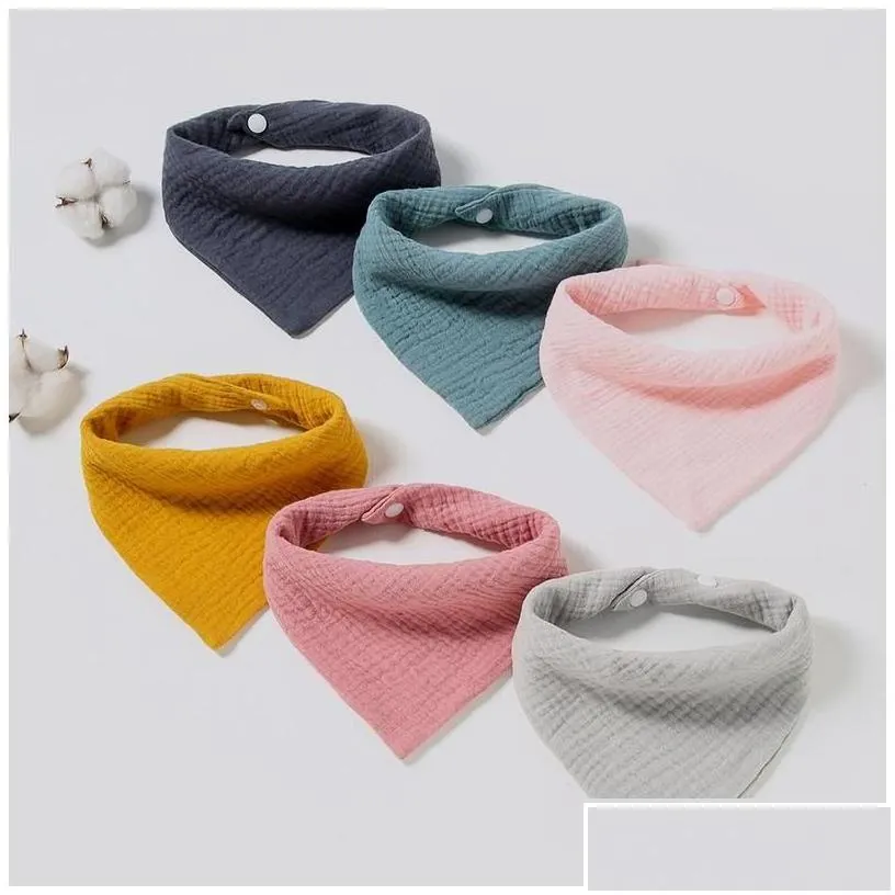 bibs burp cloths 56pcs baby cotton accessories born solid color snap button soft triangle towel feeding drool 220519 drop delivery