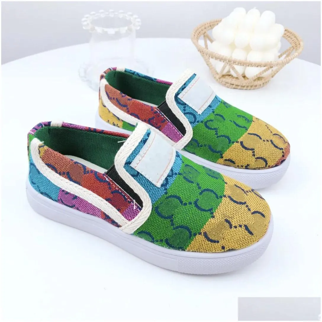 2023 newest kids designer casual sneakers childrens tennis 1977 trainers girls boys tiger flower print ivory canvas linen fabric low cut fashion shoes size