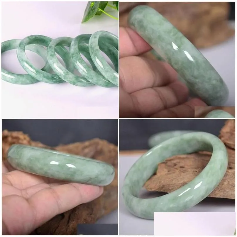 Jewelry Bangle Genuine 5664Mm Green Jade Jadeite Bracelet Real Natural A Jadebangle Drop Delivery Baby Kids Maternity Accessories
