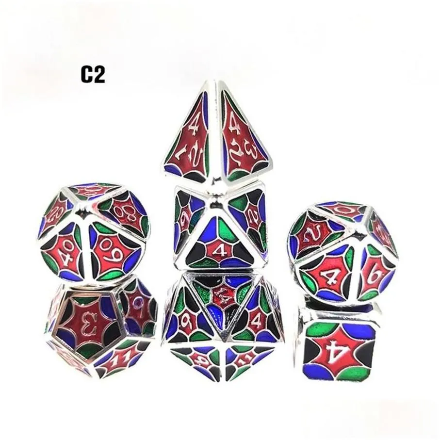7pcs/set metal dice star sky series board game polyhedral playing games dices set with retail package a57 a38249p