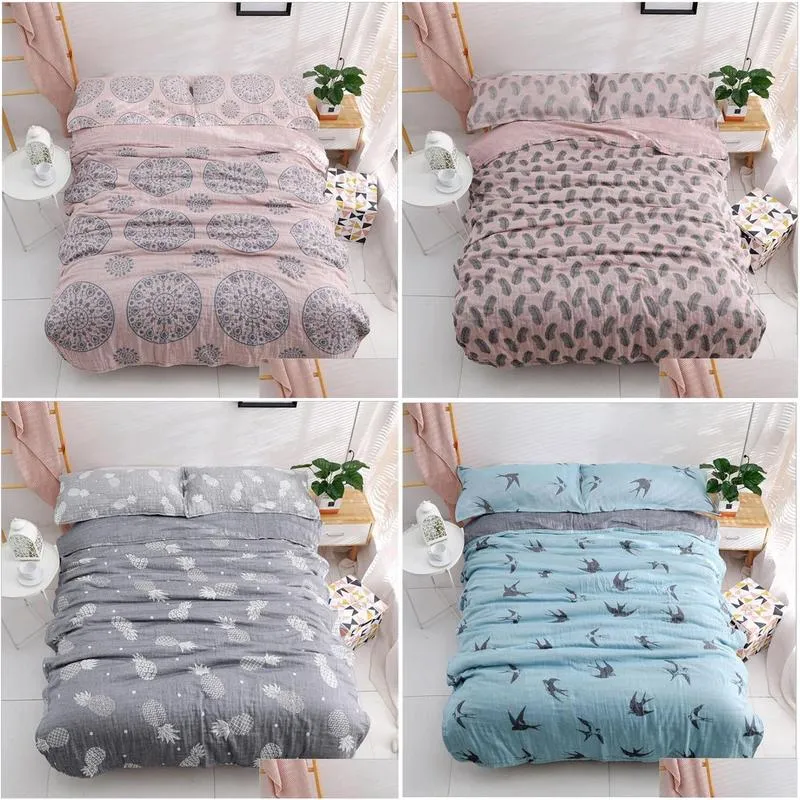 100% cotton summer quilt baby bedding blanket 150x200 cm 4 layers muslin adult sofa gauze throw blanket sleeping blanket lj201105