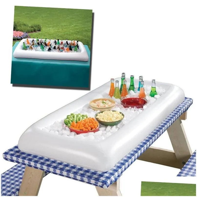 party inflatable salad bar buffet pool inflatable ice bucket outdoor swimming pool drink float holder food supplies toy stand 220622