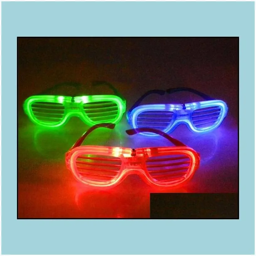 Other Festive Party Supplies Fashion Led Light Glasses Flashing Shutters Shape Flash Sunglasses Dances Festival Decoration Drop De