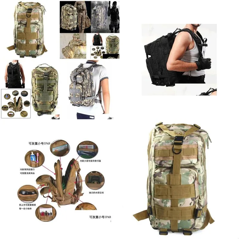 2019 3p outdoor oxford fabric military tactical backpack trekking sport travel rucksacks camping hiking camouflage bag
