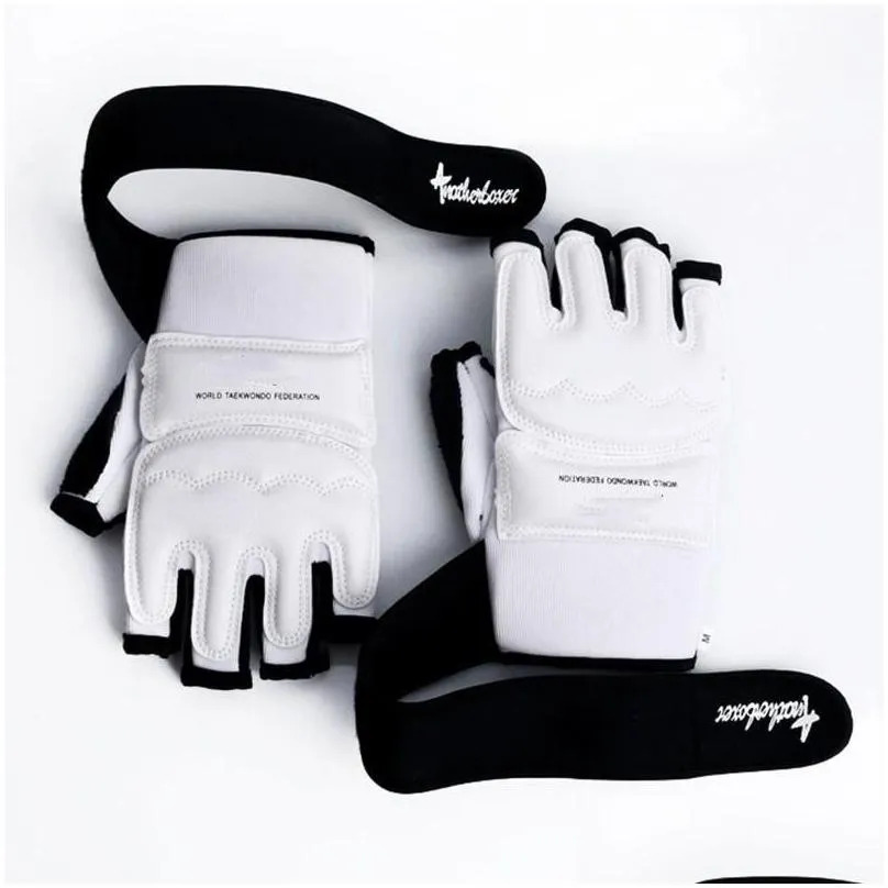 half finger boxing gloves mitts sanda karate sandbag taekwondo protector age 3-12