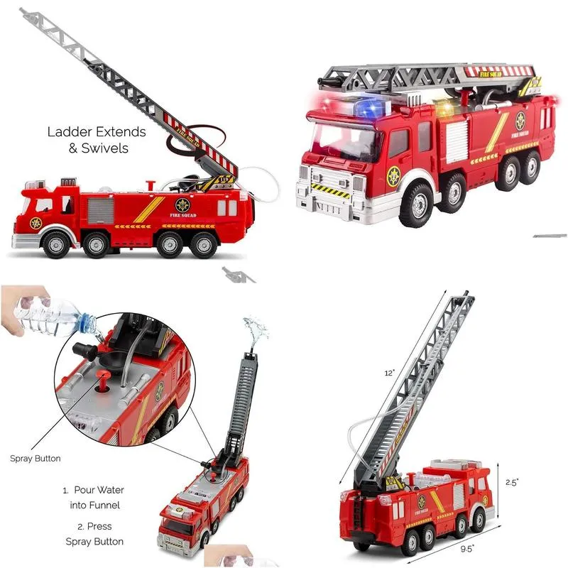 spray water gun toy truck firetruck juguetes fireman sam fire truck/engine vehicle car music light educational toys for boy kids
