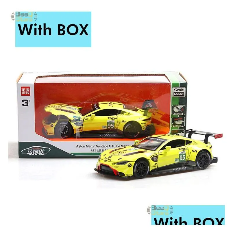 132 alloy vehicles car model aston martin vantage gte le mans diecast metal toy model pull back sound light racing car lj200930