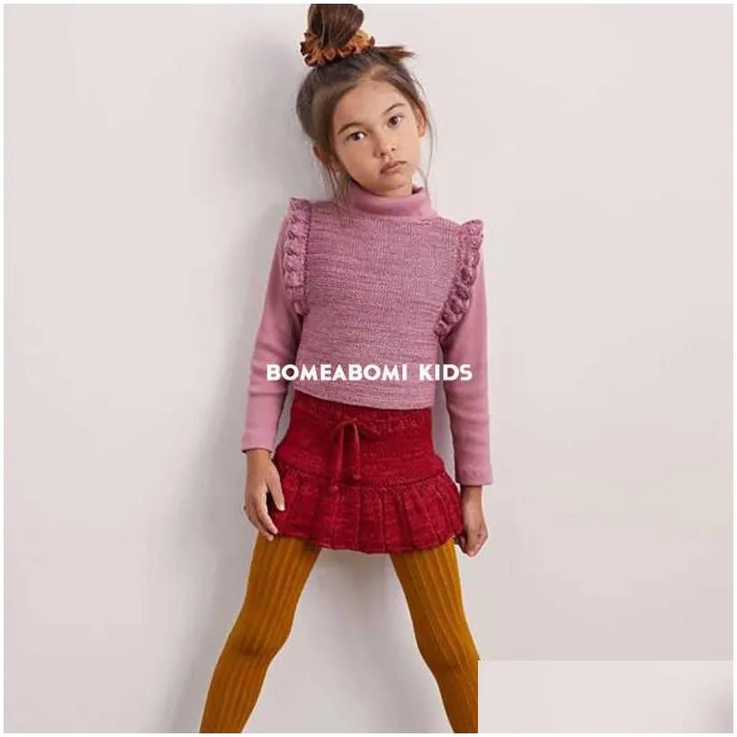 misha and puff design 40% merino wool kid girl knit skirt for autumn winter baby fashion clothes brand child skirt 210619