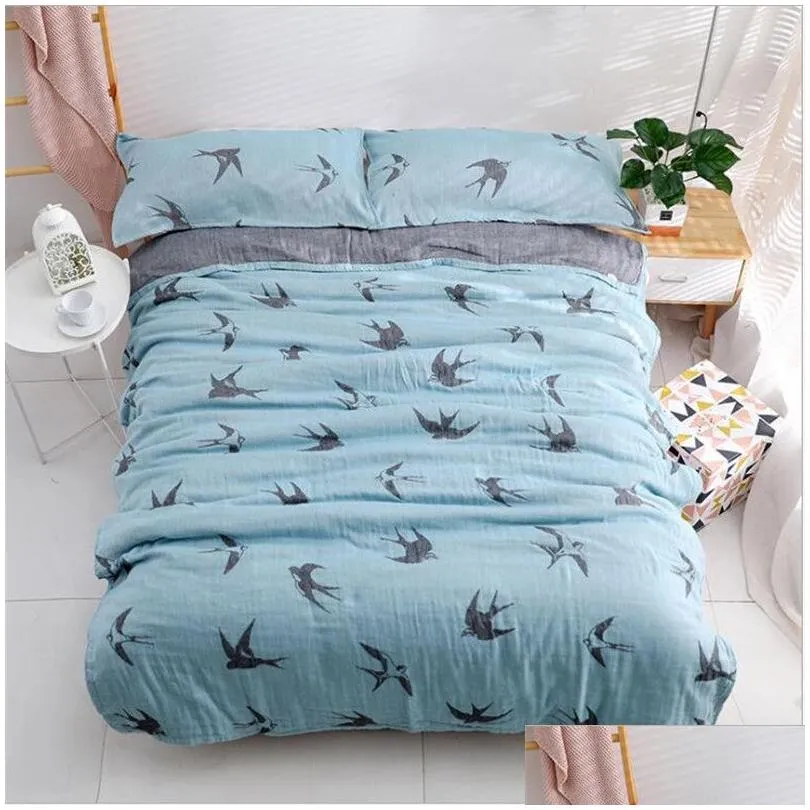 100% cotton summer quilt baby bedding blanket 150x200 cm 4 layers muslin adult sofa gauze throw blanket sleeping blanket lj201105