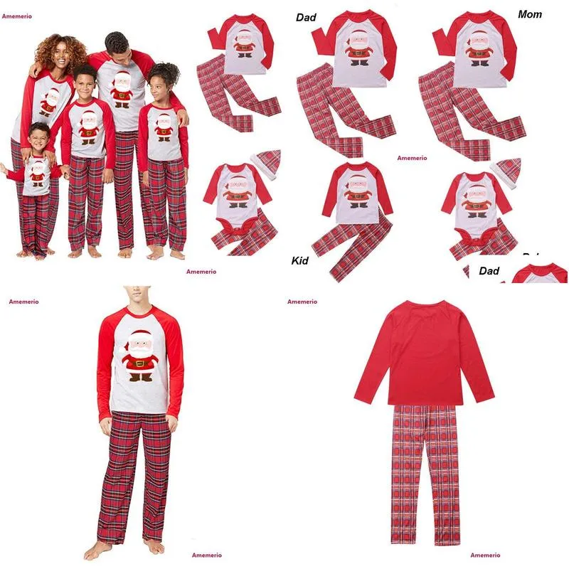 2020 matching family outfits christmas pajamas pjs sets kids adult sleepwear nightwear clothing family casual santa clothes set