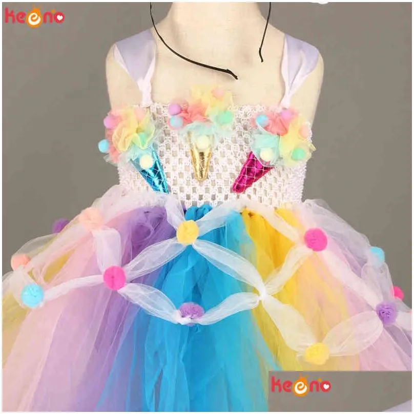 candy girls kids ice cream tutu dress with bows children birthday cake smash p o food costume girls dance pageant gown dress 210331