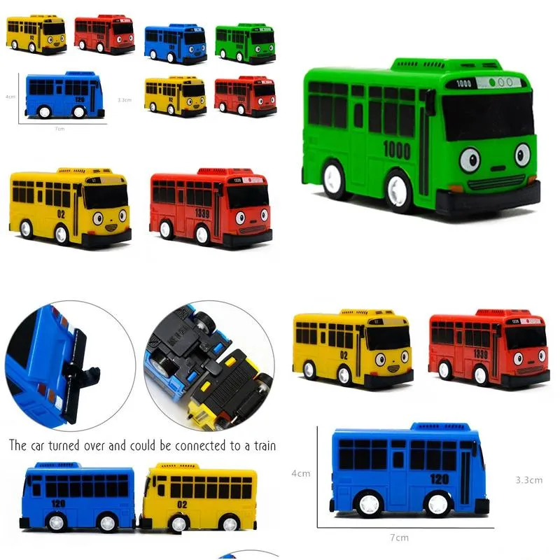  4pcs/set small car korean cartoon tayo the little bus araba oyuncak car model pull back toy car kids birthday gift lj200930