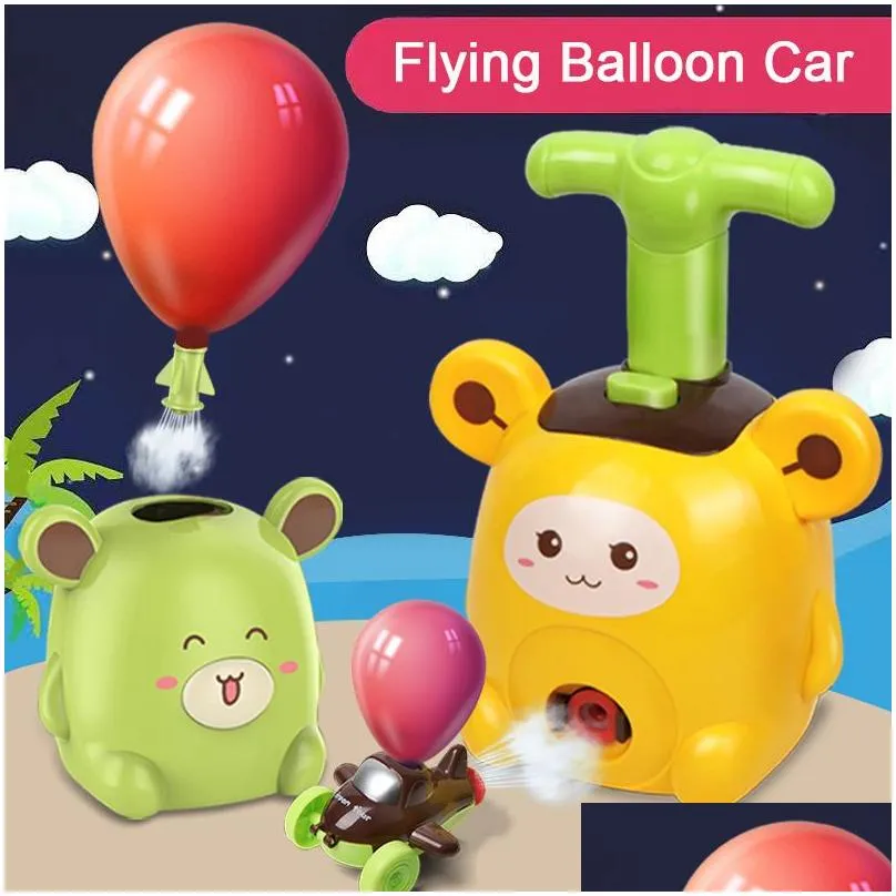  inertia flying power balloon car with rocket launcher cartoon balloon car puzzle toy science experimen toy for children gift