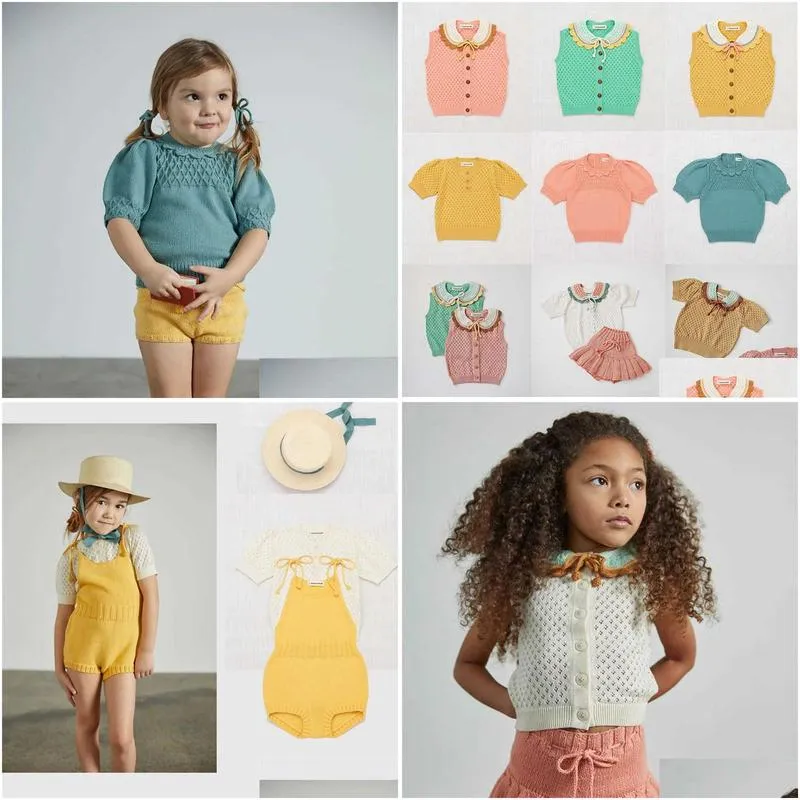 misha puff kids girls summer knit t shirt brand toddler beautiful tops vintage child kniting tee shirts mish and 210619